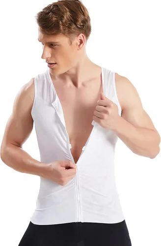 Vista 3 de HANERDUN Camisa de compresión para hombre, adelgazante, moldeadora con cremallera