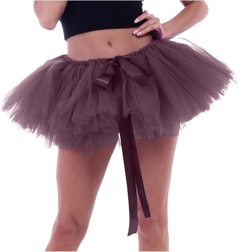 Vista 3 de Huilaibazo Faldas tutú para adultos, cintura con cordones, mini enagua hinchada, sexy, a la moda, para fiesta, tutús, gasa en capas, falda tutú