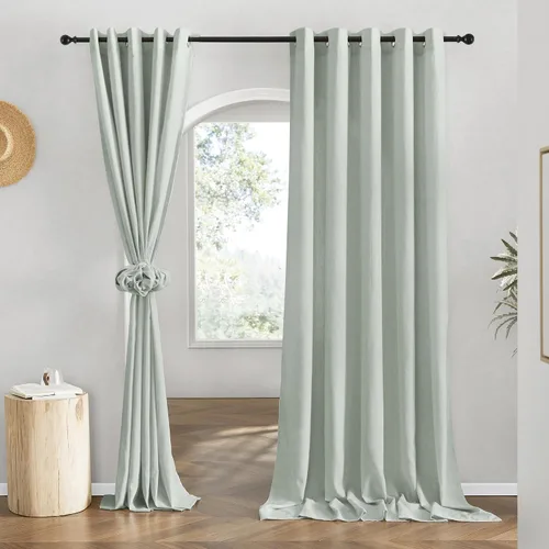Vista 91 de NICETOWN - Cortinas de lino angora para ventana de cocina sobre el fregadero, con ojales, lino grueso angora, tratamientos cortos para ventanas