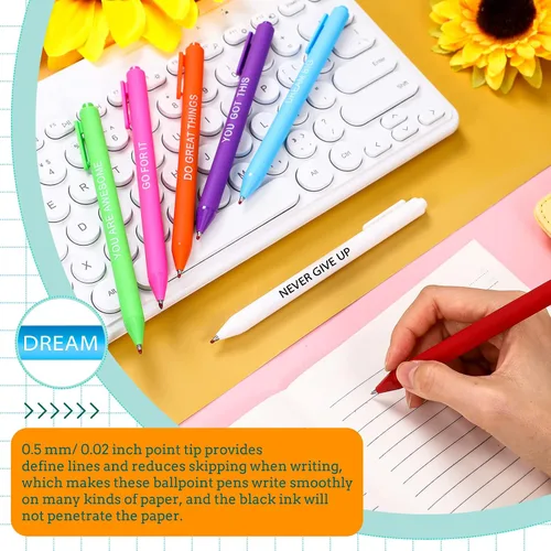Vista 4 de Crtiin 50 piezas de bolígrafos de tinta de gel con frases motivadoras para compañeros de trabajo, bolígrafos inspiradores a granel, escritura suave