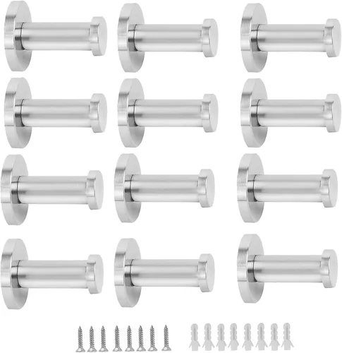 Vista 8 de KINJOEK 6 ganchos para bata de pared de 4 pulgadas, gancho de acero inoxidable cepillado, gancho de pared resistente para toallas de baño