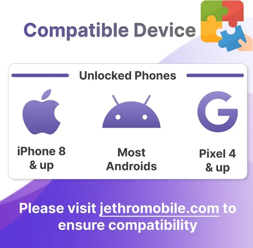 Vista 6 de Jethro Mobile Unlimited Talk, texto y datos de alta velocidad de 500 MB, plan prepago de 30 días, funciona con teléfonos celulares mayores, niños