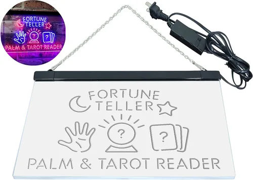 Vista 8 de Fortune Teller Palm Tarot Reader - Letrero de neón LED de doble color, azul y rojo, 24 x 16 pulgadas st6s64-i3118-br