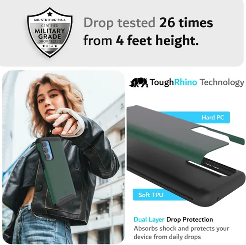 Vista 3 de TUDIA Merge - Funda para Motorola Edge 5G UW 2021, color verde cazador
