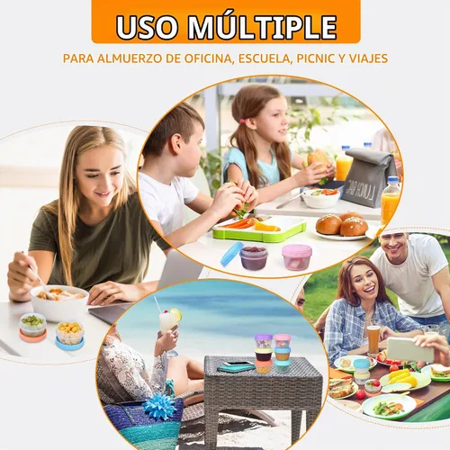 Vista 7 de RXRRXR Paquete de 12 Recipientes para Aderezo de Ensalada Para Llevar de 2.7 oz Condimentos Pequeños con Tapas Reutilizables Sin BPA A Prueba