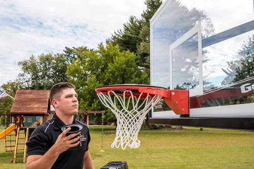 Vista 18 de Goalrilla El bloqueador de llantas de baloncesto protege tu aro con un sistema de bloqueo, color negro