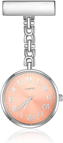 Vista 6 de Relojes de enfermera para enfermeras, médicos, relojes de enfermería personalizados, con nombre grabado, pin de solapa en el reloj de enfermería