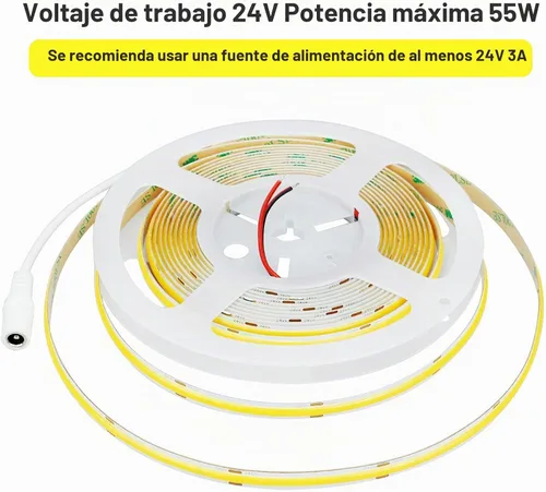 Vista 4 de Tira de luz LED COB DC de 24 V, blanco natural, 4000 K, 2400 LED, 16.4 pies, CRI 93+ 4500 lm, brillo uniforme, flexible, IP20, no impermeable, cinta