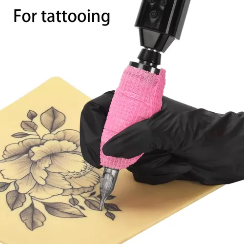 Vista 4 de Arcimatto Cinta para máquina de tatuajes, 12 unidades de vendaje autoadhesivo de 2 pulgadas x 5 yardas, cubierta de agarre de tatuaje, rollos