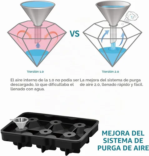 Vista 3 de Moldes para cubitos de hielo con forma de diamantes, moldes de silicona transparentes con forma de diamante grande, 2 pulgadas, forma de diamante