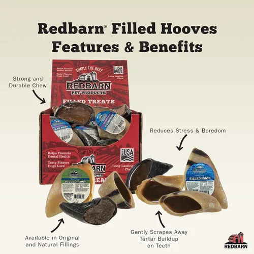 Vista 6 de Redbarn Pet Products Hooves-Cheese n' Bacon relleno para perros, paquete de 25