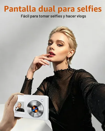 Vista 4 de Cámara digital 8K para fotografía Cámara de pantalla dual WiFi de 96MP para Blanco