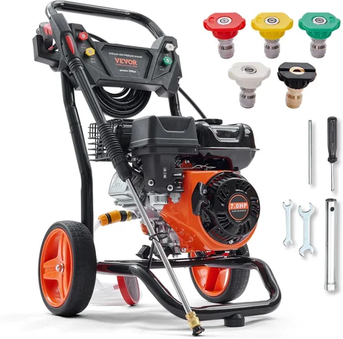 Vista 12 de VEVOR Lavadora a presión de gas 2900 PSI y 1.85 GPM máximo, bomba de aluminio mejorada con pistola rociadora y varita, juego de 4 boquillas