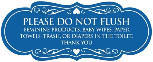 Vista 29 de Signs ByLITA Designer Please Do Not Flush Etiqutte Letrero (negro) - Pequeño 1 paquete