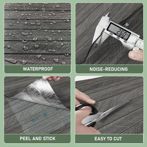 Vista 5 de ReWallpaper Paneles acústicos de color negro carbón para despegar y pegar, paneles de pared de listones absorbentes de sonido, paneles de pared