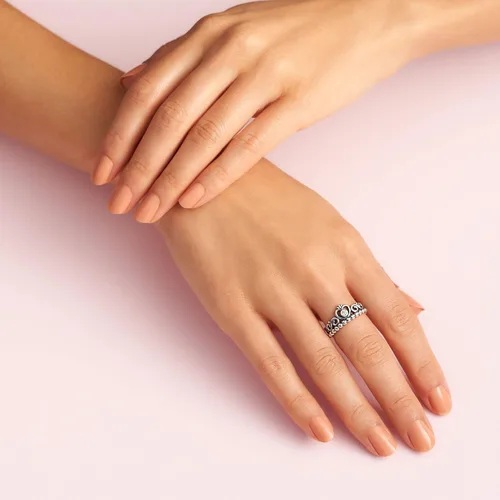 Vista 6 de Pandora Anillo de corona de tiara de princesa, anillo de plata de ley para mujer, anillo apilable, regalo para ella, plata de ley con circonita