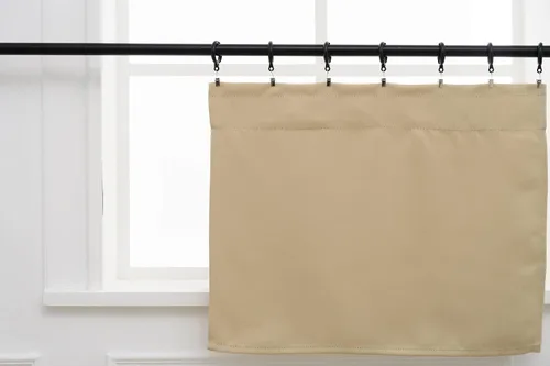 Vista 3 de Pickluc Cortina opaca de cocina de 20 pulgadas de largo, con bolsillo para barra, cortinas para ventanas pequeñas en sala de estar, sótano Beige