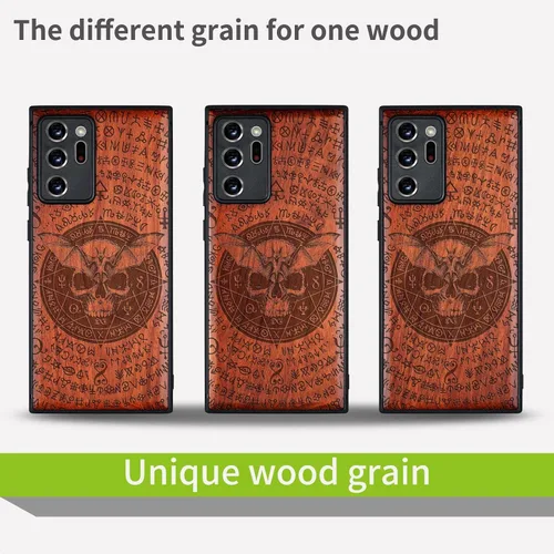 Vista 7 de Carveit Funda de madera para Galaxy Note20 Ultra [madera real dura y TPU suave negro] funda protectora de madera única compatible con Samsung Note20