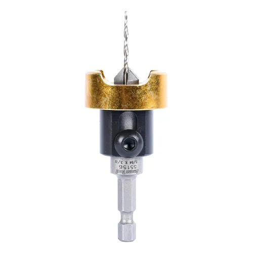 Vista 9 de Amana Tool Avellanador de 82 grados con broca cónica y tope de profundidad ajustable, 55155, 1/2 D x 3/16 D de broca x vástago hexagonal