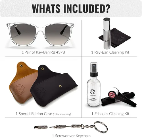 Vista 2 de Ray-Ban RB4378 Square Shaped Sunglasses for Men & Women with Official RAYBAN Eyewear Kit