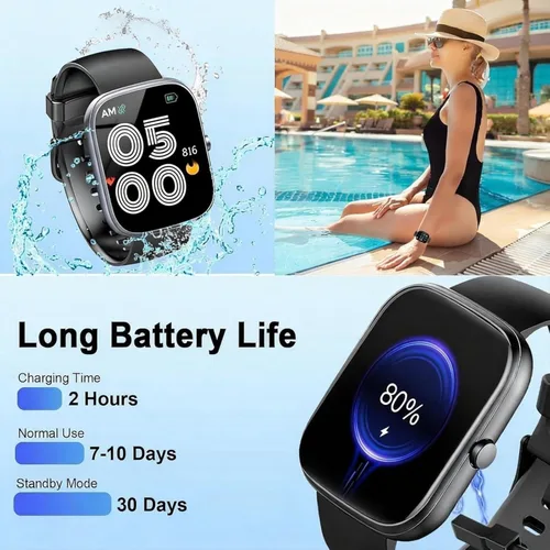 Vista 6 de Reloj inteligente para hombres y mujeres (respuesta/hacer llamadas), reloj inteligente con pantalla HD de 1.91 pulgadas, monitor de ritmo