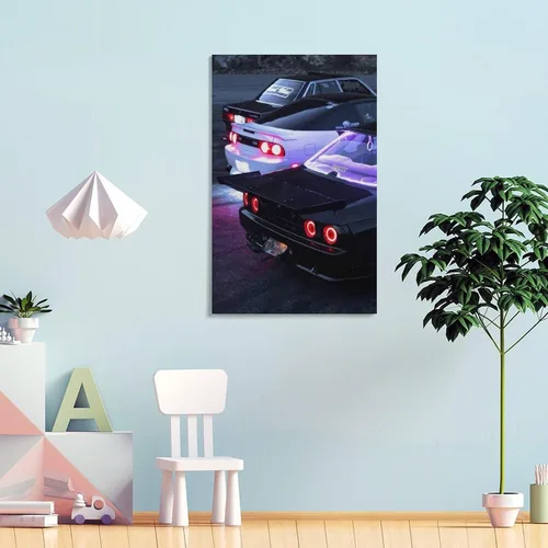 Vista 4 de Pósteres de coches JDM R35 rápidos y deportivos para decoración de pared de dormitorio, decoración estética para dormitorio de hombres, arte