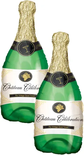 Vista 4 de Anagram - Globo de fiesta de celebración de aluminio de 36 pulgadas con botella de champán verde