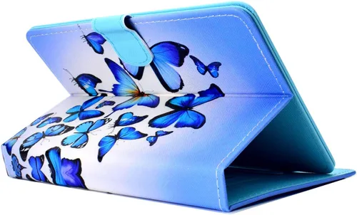 Vista 4 de Funda universal para tablet de 7 pulgadas, piel sintética [ranuras para tarjetas], cubierta magnética, para Samsung Galaxy Tab E/Tab A 7.0, Fire 7