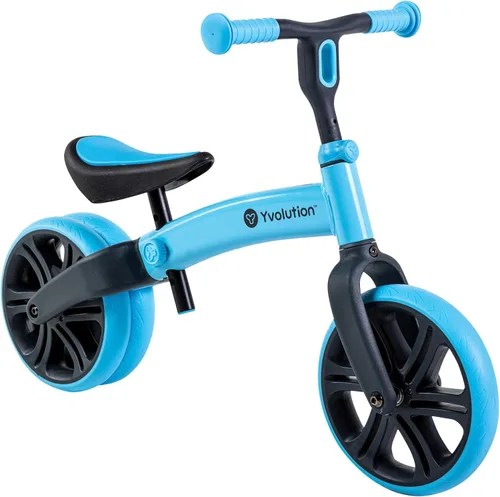 Vista 7 de Yvolution Y Velo Junior - Bicicleta de equilibrio de 9 pulgadas, 2 en 1, sin pedales, con ruedas traseras dobles, asiento ajustable y manillar