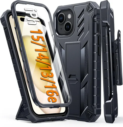Vista 12 de FNTCASE Funda para iPhone 15: funda para iPhone 13, 14 y 16e, de grado militar, protección rígida a prueba de golpes, funda protectora rígida