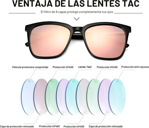 Vista 6 de SIPHEW Gafas de sol cuadradas de gran tamaño para mujer, gafas de sol ligeras de moda, 100% protección UV400, sombra de espejo de moda