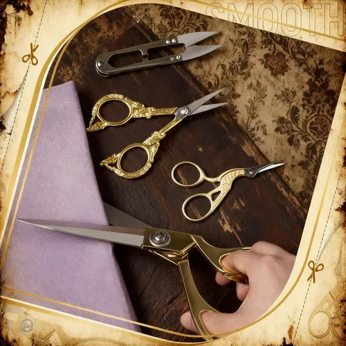 Vista 5 de Therwen 4 tijeras de bordado europeas vintage, herramienta de costura y artesanía de precisión, regalo de costura para entusiastas de la artesanía