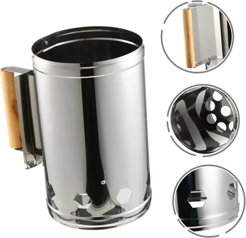 Vista 6 de Yardwe Accesorios de parrilla de cubo de acero inoxidable para parrilla al aire libre, accesorios de arranque de chimenea de cocina al aire libre