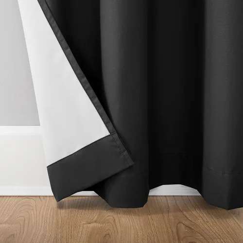 Vista 9 de Sun Zero Cyrus - Juego de 2 cortinas térmicas con pestañas, opacas 100%, 2 unidades Gris carbón