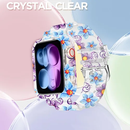 Vista 276 de DABAOZA - Correa transparente compatible con Apple Watch con estuche protector, correa deportiva de TPU con brillo para mujeres y hombres