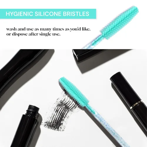 Vista 3 de 50 varitas desechables de silicona para pestañas – Cepillos de extensión de cejas y pestañas, separador de peine, herramienta de microblading