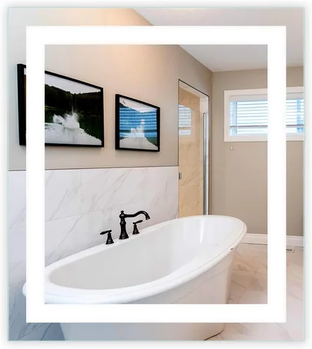 Vista 10 de Mirrors & Marble Espejo de pared LED pequeño – Espejo rectangular iluminado frontal para baño, dormitorio o ducha, antivaho y montado en la pared