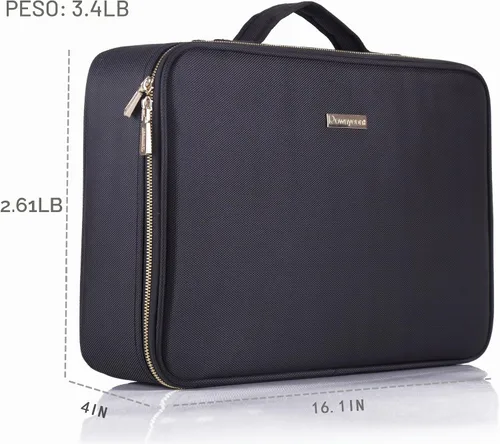 Vista 3 de Estuche portátil profesional para organizar maquillaje, de goma EVA, de ROWNYEON, L, Negro