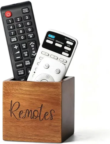 Vista 12 de Soporte para control remoto, soporte de madera para control remoto de TV para mesa, organizador remoto para decoración del hogar, caja remota