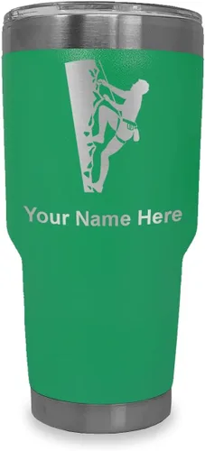 Vista 28 de LaserGram 20oz Vacuum Insulated Tumbler Mug, Rock Climber, Personalized Engraving Included (Coral)