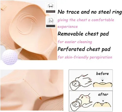 Vista 4 de Filifit - Brasier antideslizante de seda de hielo, brasier de tubo de seda de hielo, brasier sin tirantes de talla grande para mujer (XL, piel)