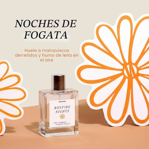Vista 2 de Just Juice - Las noches de hoguera de The Summer I Turned Pretty - Perfume de especias cálidas y vainilla tostada para mujeres y hombres - 0.3 oz