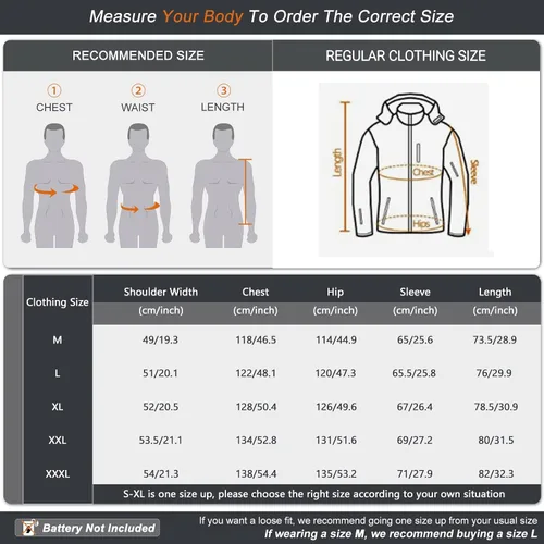 Vista 7 de Pinuotu Chaleco calefactado para hombres y mujeres, chaqueta térmica recargable por USB, calentador de cuerpo eléctrico, sin batería