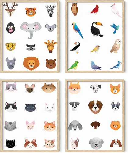 Vista 11 de Haus and Hues - Juego de 4 impresiones artísticas de animales para guardería, decoración de pared para niños y niñas, decoración de habitación