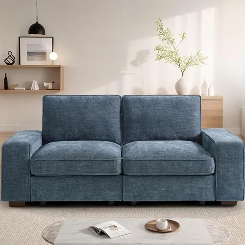 Vista 21 de TEKAMON - Sofá modular de 73" con almacenamiento en el asiento, sofá biplaza moderno de tela de chenilla para sala de estar, oficina, apartamento