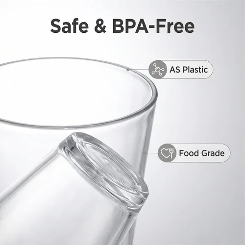Vista 4 de AOYITE Vasos de plástico de 18 onzas para jugo de agua, aptos para lavavajillas, sin BPA, juego de 6 vasos de alta calidad