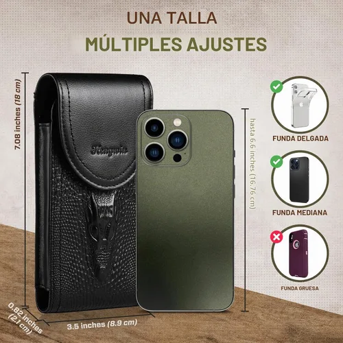 Vista 6 de Funda de cuero genuino para iPhone 17 Pro Max 16 Pro Max 15 Pro Max 14 Pro Max 13 Pro Max Samsung Galaxy A15 S25 Ultra Note9 Funda con clip