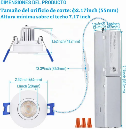 Vista 6 de TORCHSTAR Paquete de 6 luces empotrables LED de cardán 5CCT de 2 pulgadas
