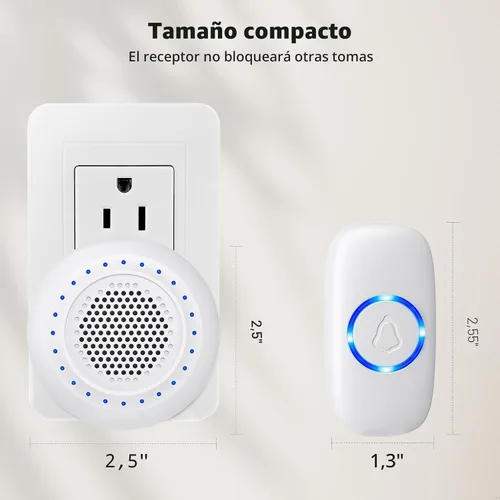 Vista 9 de Timbre inalámbrico, kit de timbre PHYSEN con 1 transmisor, 1 receptor, resistente al agua, funciona a 1000 pies, 32 tonos de timbre, 4 niveles