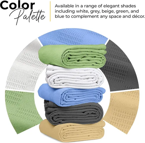 Vista 5 de Avalon Bedding - Manta térmica 100% algodón tamaño individual (183x229 cm) - Mantas de algodón perfectas tamaño individual para cubrir la cama